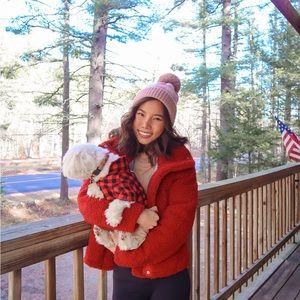 Pink gingham Pom Pom